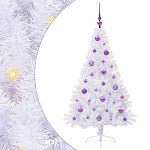 vidaXL Tehisj&otilde;ulupuu koos 150 LED-iga Valge 150 cm PVC ja teras