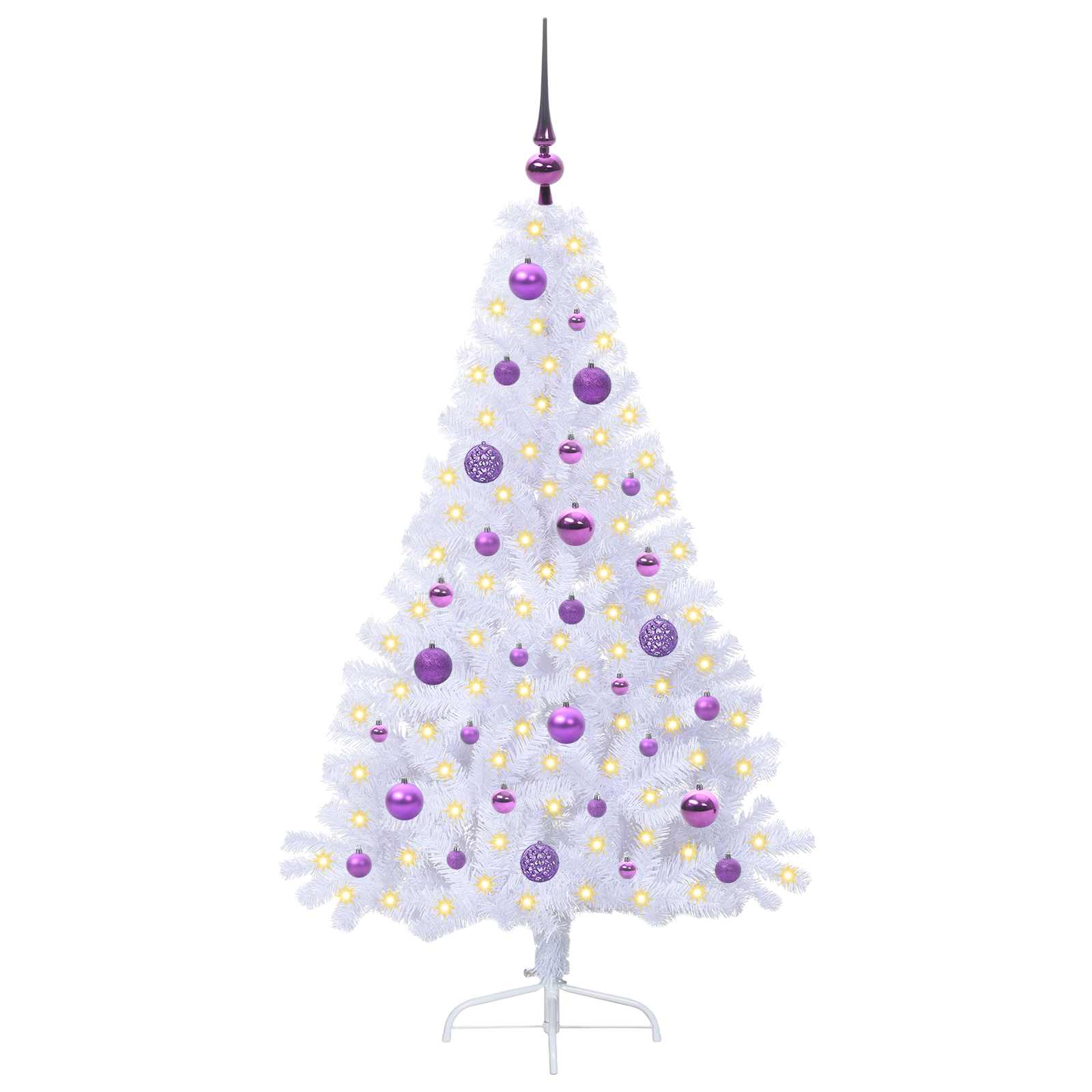 Sapin de Noël artificiel avec 150 LED Blanc 150 cm PVC et Acier – Image 3