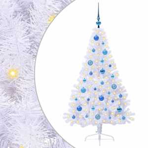 vidaXL Tehisj&otilde;ulupuu koos 150 LED-iga Valge 150 cm PVC ja teras