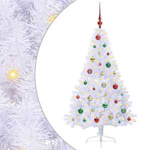 vidaXL Tehisj&otilde;ulupuu koos 150 LED-iga Valge 150 cm PVC ja teras