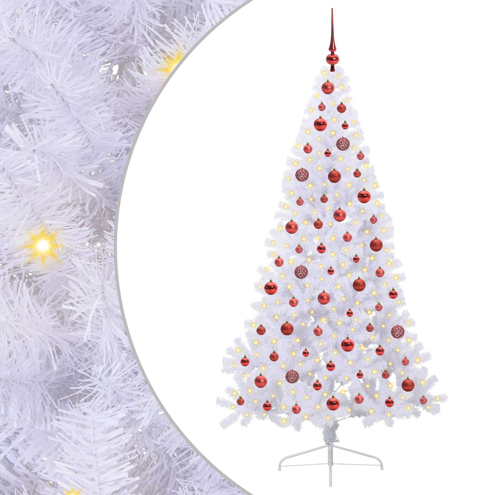 Sapin de Noël artificiel avec 300 LED Blanc 180 cm PVC et Acier – Image 2