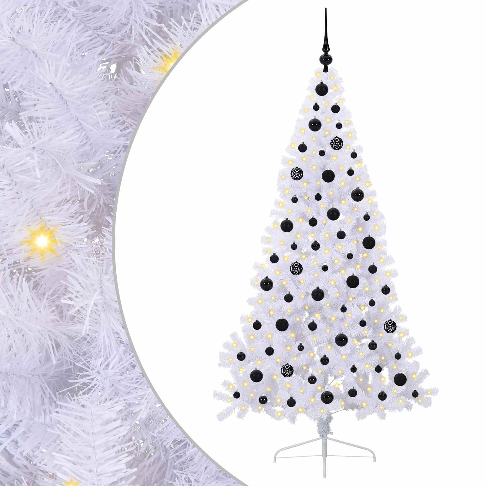 Sapin de Noël artificiel avec 300 LED Blanc 180 cm PVC et Acier – Image 2