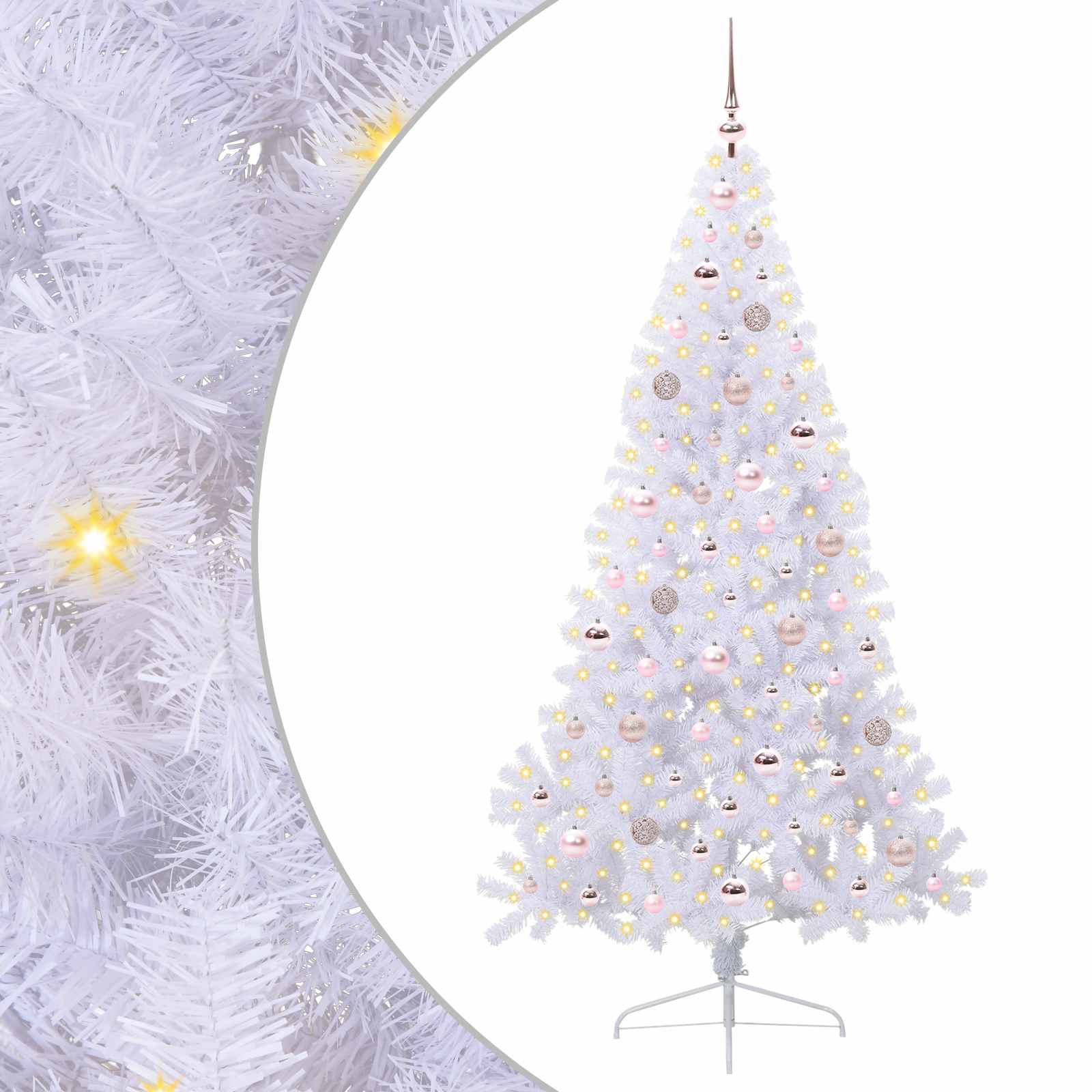 Sapin de Noël artificiel avec 300 LED Blanc 180 cm PVC et Acier – Image 2