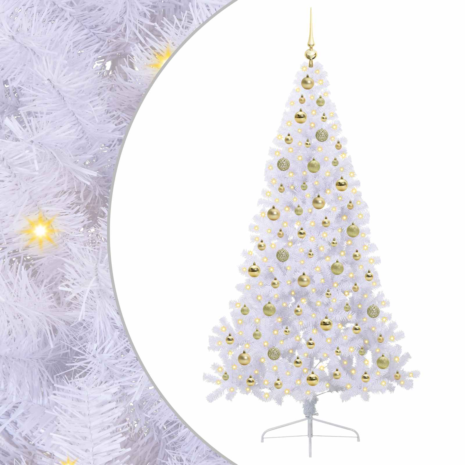 Sapin de Noël artificiel avec 300 LED Blanc 180 cm PVC et Acier – Image 2