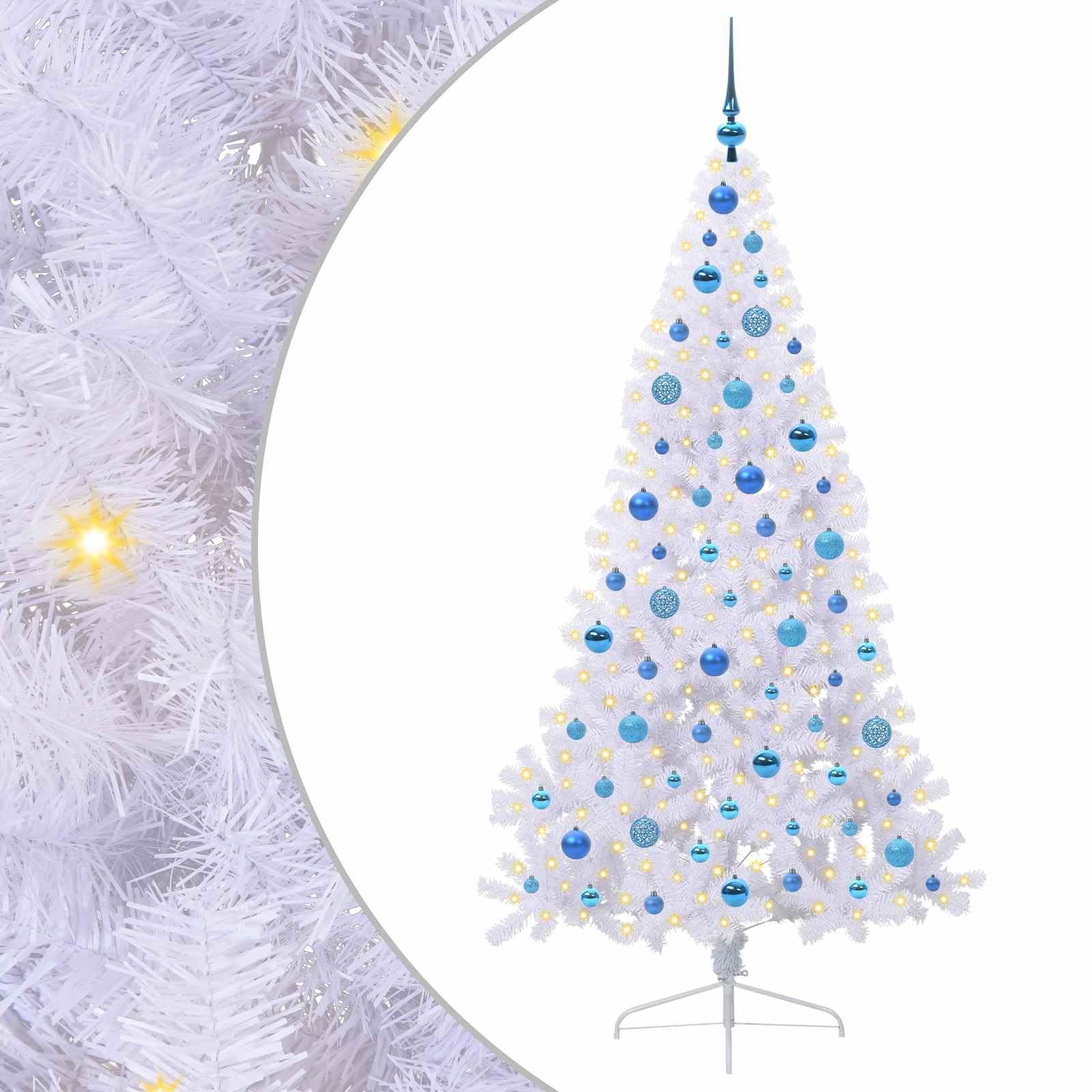 Sapin de Noël artificiel avec 300 LED Blanc 180 cm PVC et Acier – Image 2