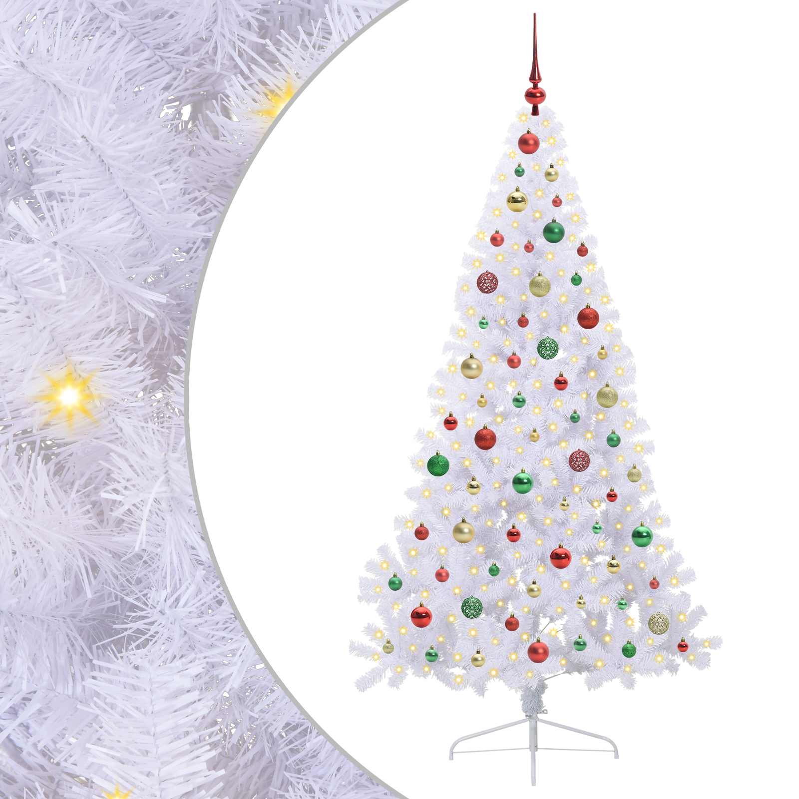 Sapin de Noël artificiel avec 300 LED Blanc 180 cm PVC et Acier – Image 2