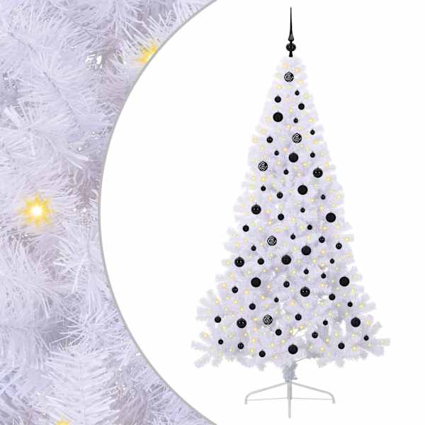 vidaXL Tehisj&otilde;ulupuu koos 300 LED-iga Valge 210 cm PVC ja teras