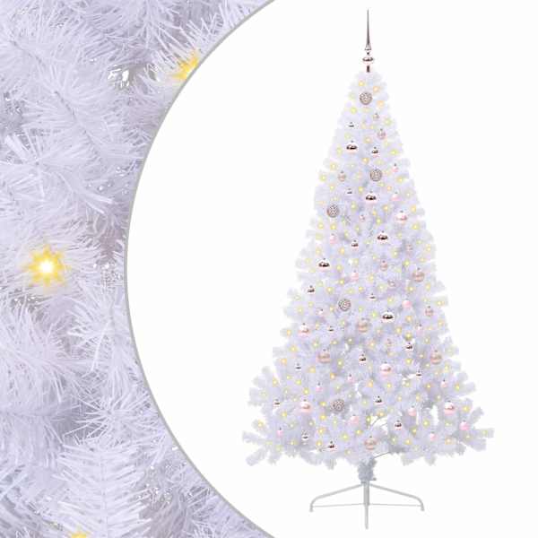 vidaXL Tehisj&otilde;ulupuu koos 300 LED-iga Valge 210 cm PVC ja teras
