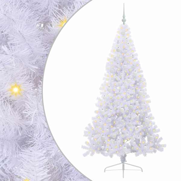 vidaXL Tehisj&otilde;ulupuu koos 300 LED-iga Valge 210 cm PVC ja teras