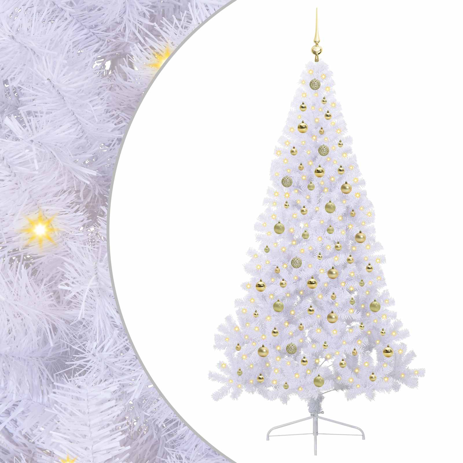 Sapin de Noël artificiel avec 300 LED Blanc 210 cm PVC et Acier – Image 2