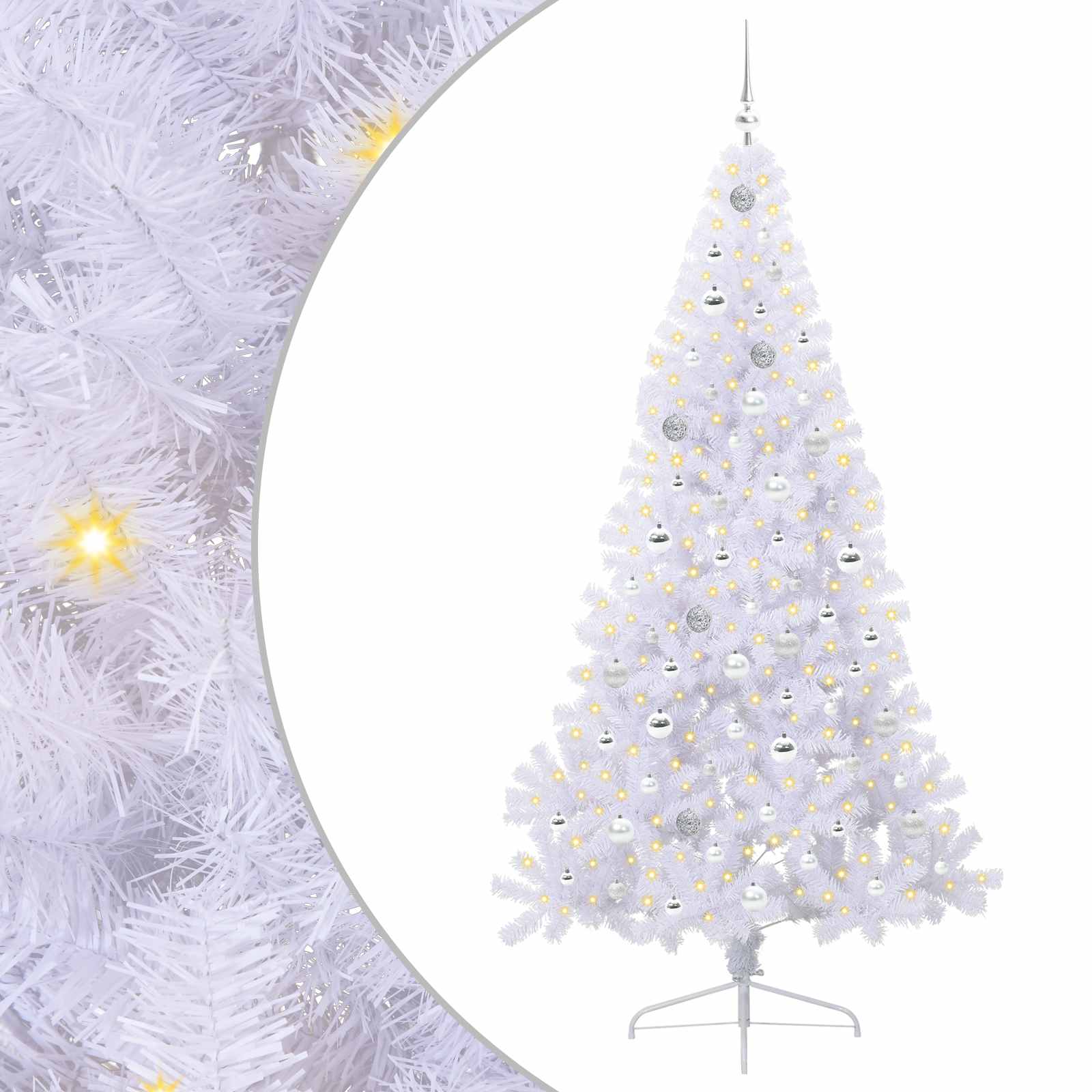 Sapin de Noël artificiel avec 300 LED Blanc 210 cm PVC et Acier – Image 2