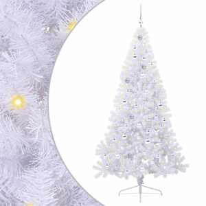 vidaXL Tehisj&otilde;ulupuu koos 300 LED-iga Valge 210 cm PVC ja teras