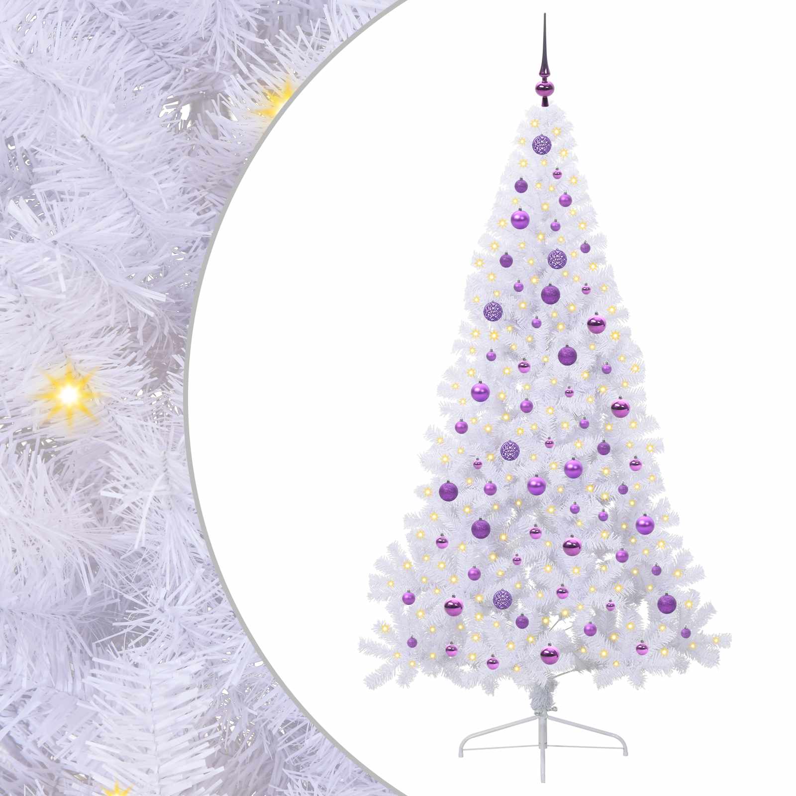 Sapin de Noël artificiel avec 300 LED Blanc 210 cm PVC et Acier – Image 2