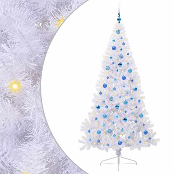 vidaXL Tehisj&otilde;ulupuu koos 300 LED-iga Valge 210 cm PVC ja teras