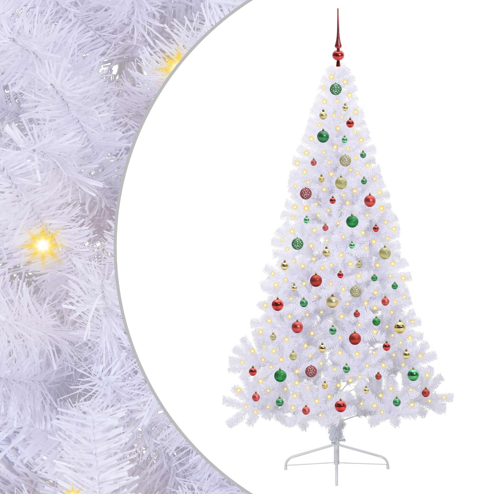 Sapin de Noël artificiel avec 300 LED Blanc 210 cm PVC et Acier – Image 2