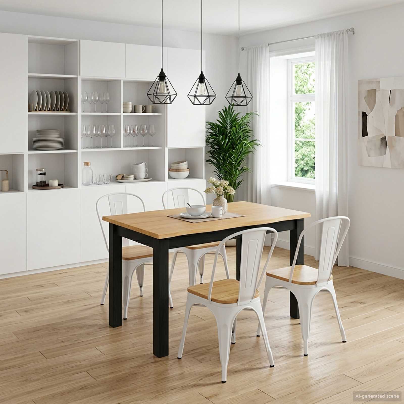 Eettafel EKAI Zwart 112 x 70 x 76,5 cm Massief grenenhout image 1