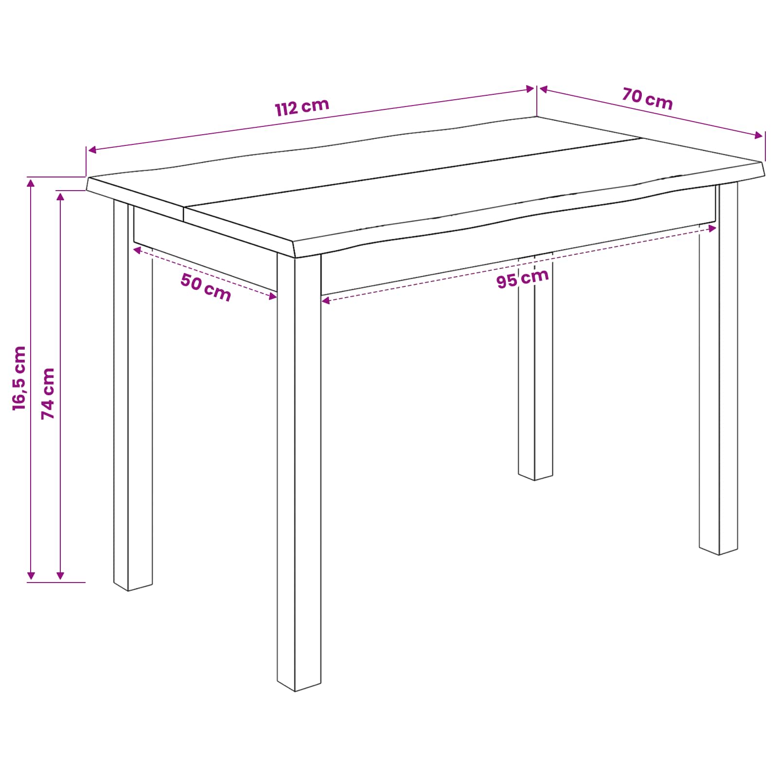 Eettafel EKAI Zwart 112 x 70 x 76,5 cm Massief grenenhout image 9