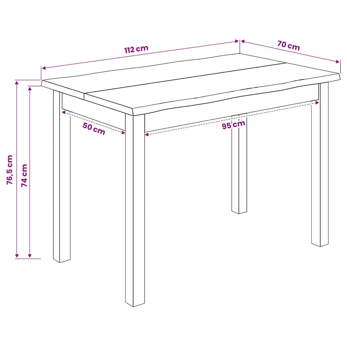 Spisebord EKAI 112 x 70 x 76,5 cm Massivt fyrretræ - Billede 9