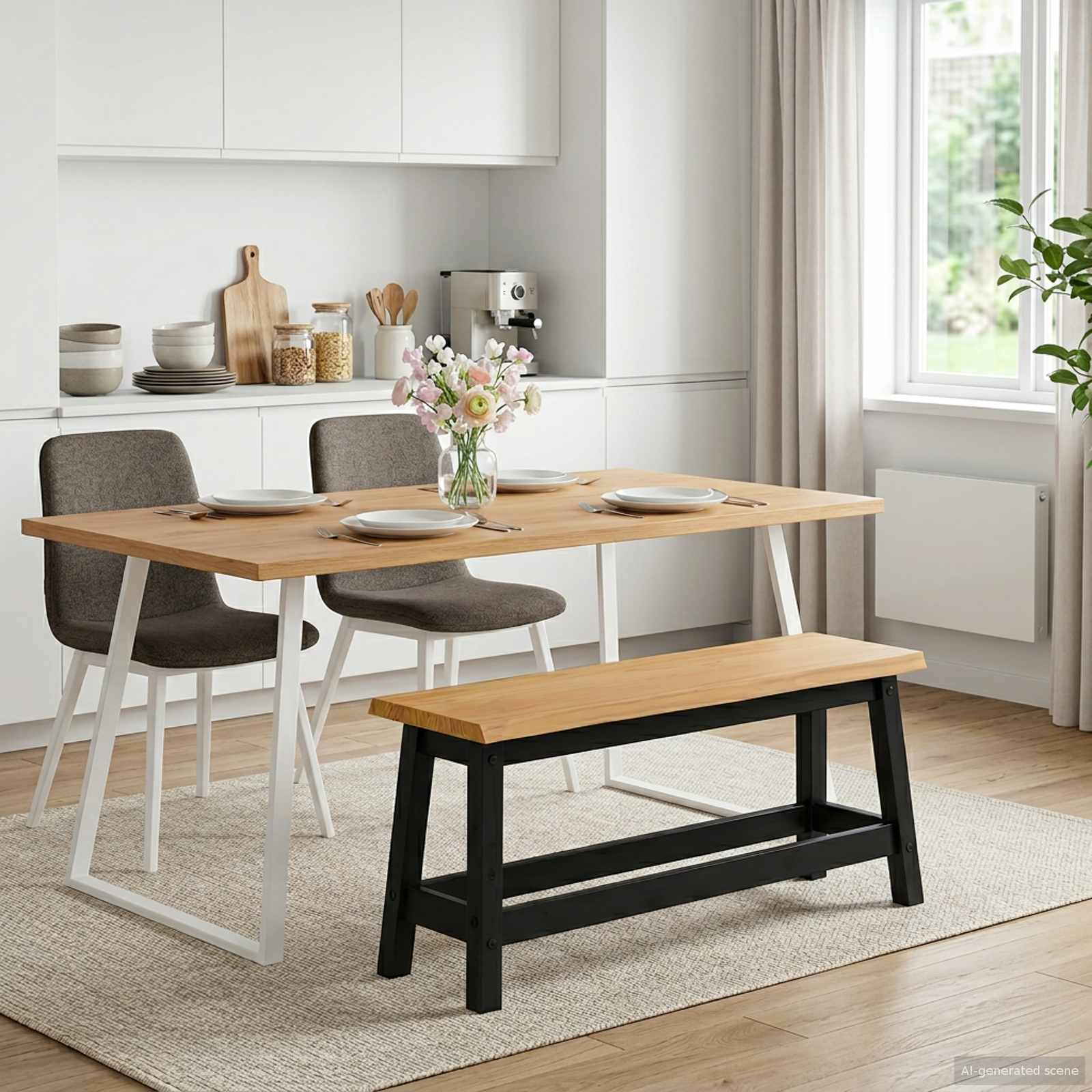 VidaXL Bancă de Dining EKAI Negru 91,5 x 29 x 45,5 cm