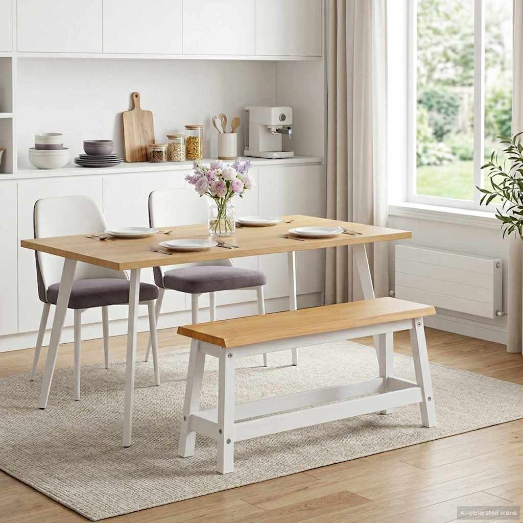 VidaXL Bancă de Dining EKAI Alb 91,5 x 29 x 45,5 cm Lemn masiv de pin