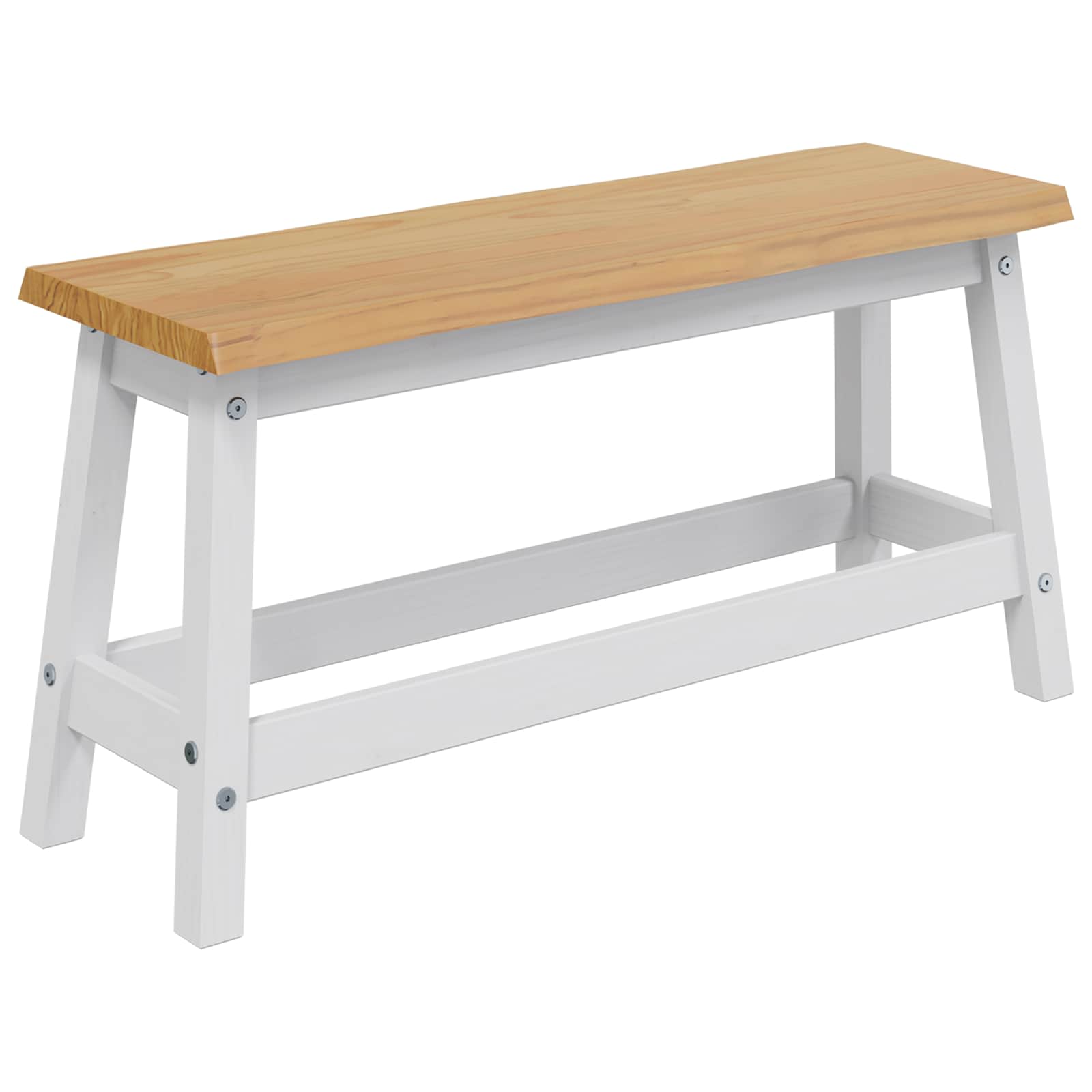 Eetbank EKAI Wit 91,5 x 29 x 45,5 cm Massief grenenhout image 2