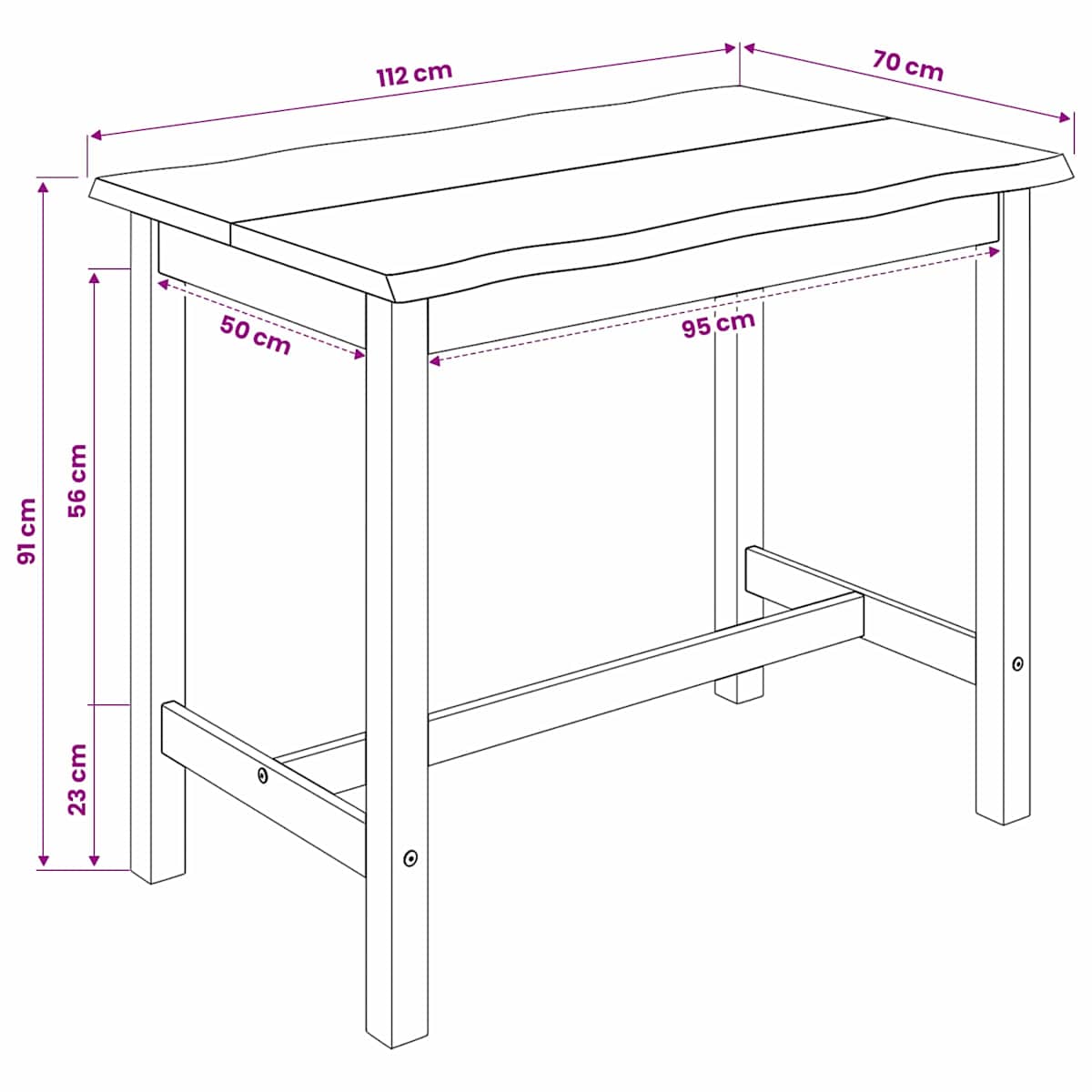 Høj Bar Bord EKAI 112 x 70 x 91 cm Massivt fyrretræ - Billede 9