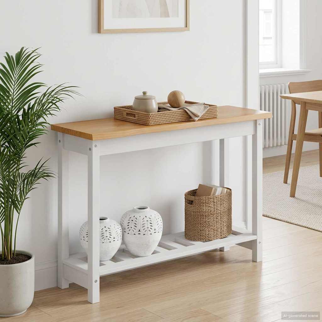 VidaXL Masă de consolă EKAI Alb 112 x 35 x 76 cm Lemn masiv de pin