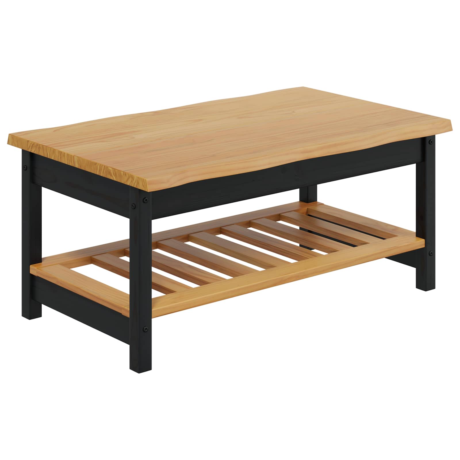 Salontafel EKAI Zwart 100 x 60 x 45,5 cm Massief grenenhout image 2