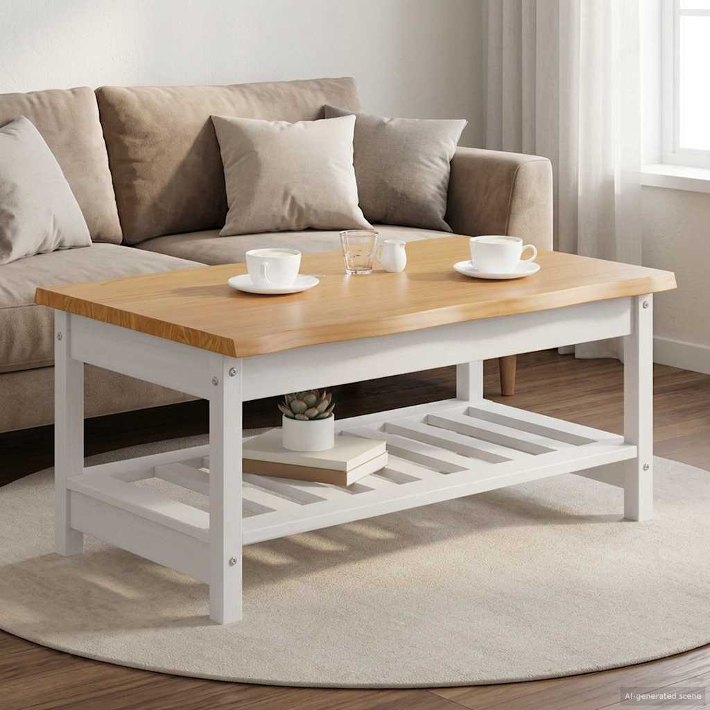 VidaXL Masă de cafea EKAI Alb 100 x 60 x 45,5 cm Lemn masiv de pin