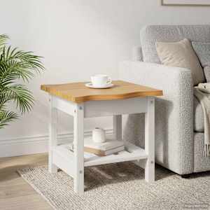 VidaXL Stranska miza EKAI Bela 50 x 50 x 45,5 cm Trdna borovina