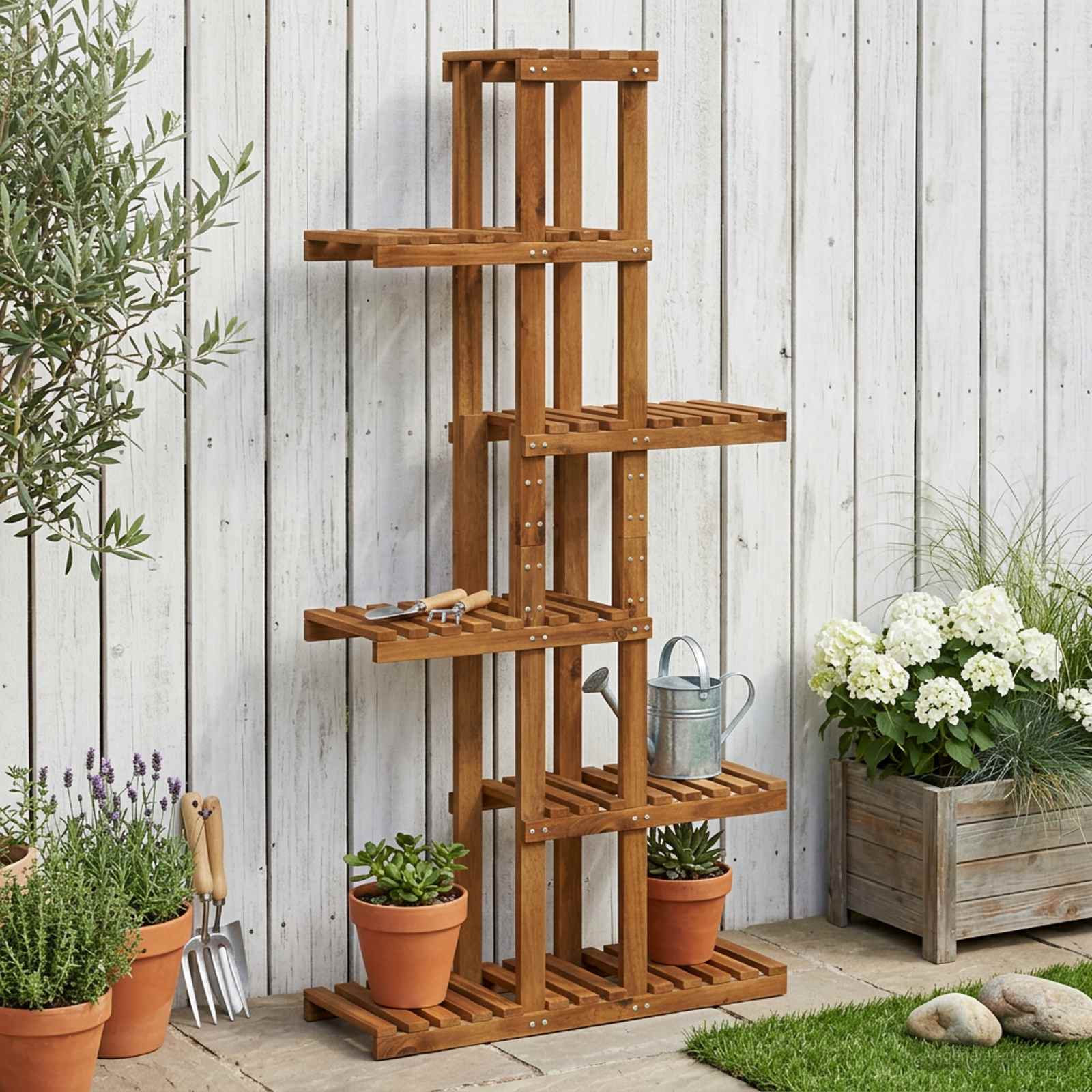 vidaXL Suport pentru plante natural 68 x 23,5 x 140 cm