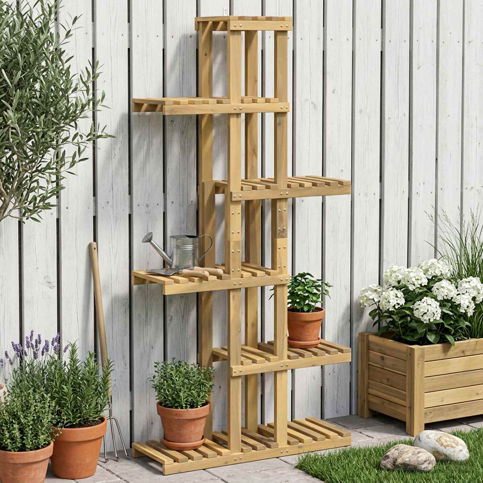 vidaXL Suport pentru plante Alb 68 x 23,5 x 140 cm