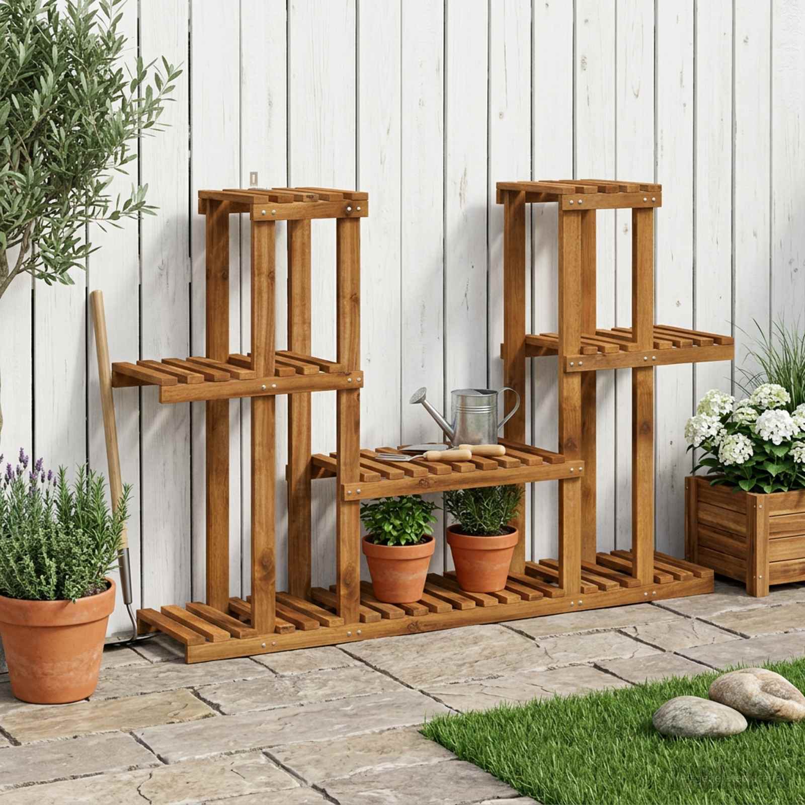 vidaXL Suport pentru plante natural 123 x 25 x 78,5 cm