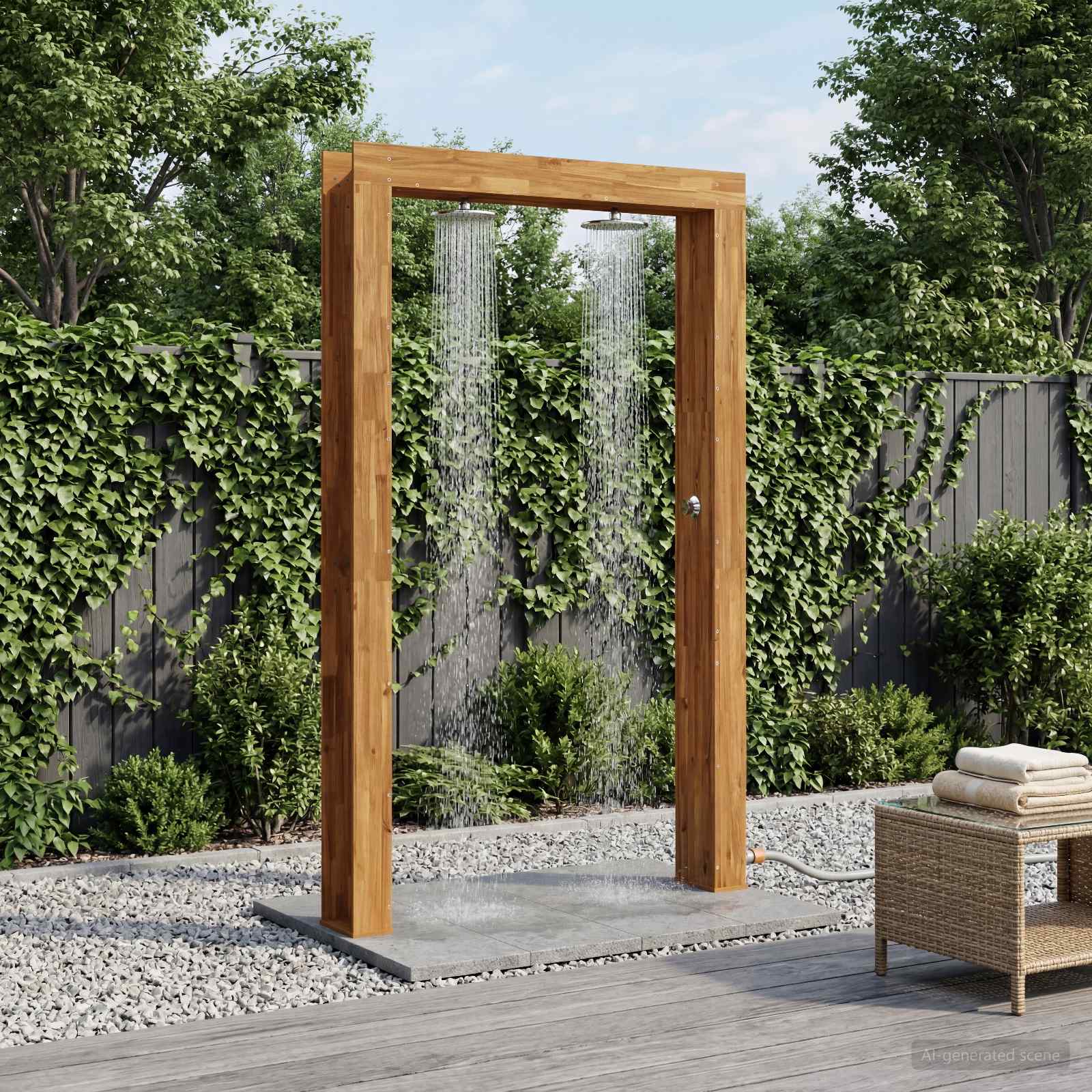 vidaXL Zunanji tuš 226 cm Trdna akacijeva les in nerjavna stole