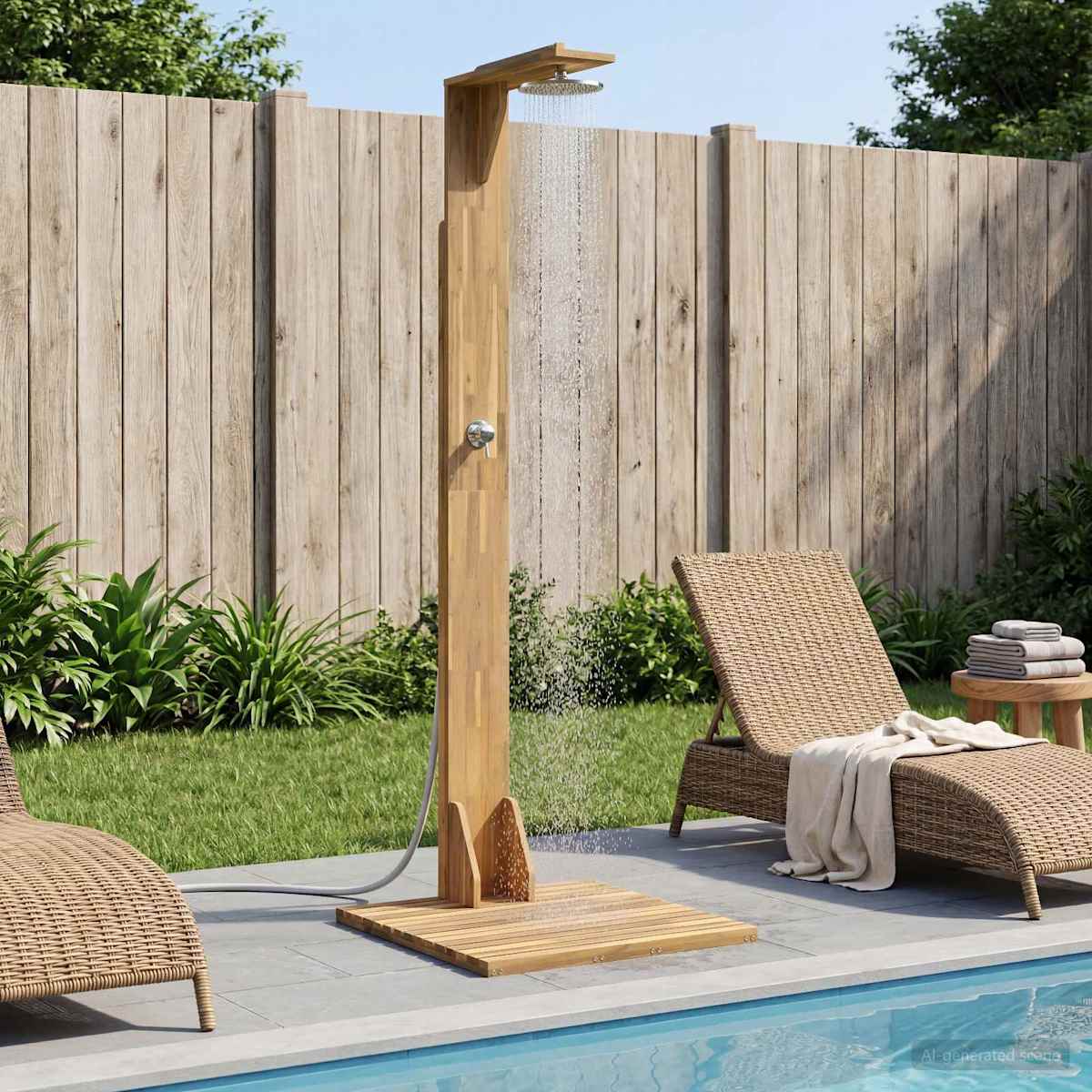 Udendørs bruser 219 cm Massiv akacietræ og rustfrit stål