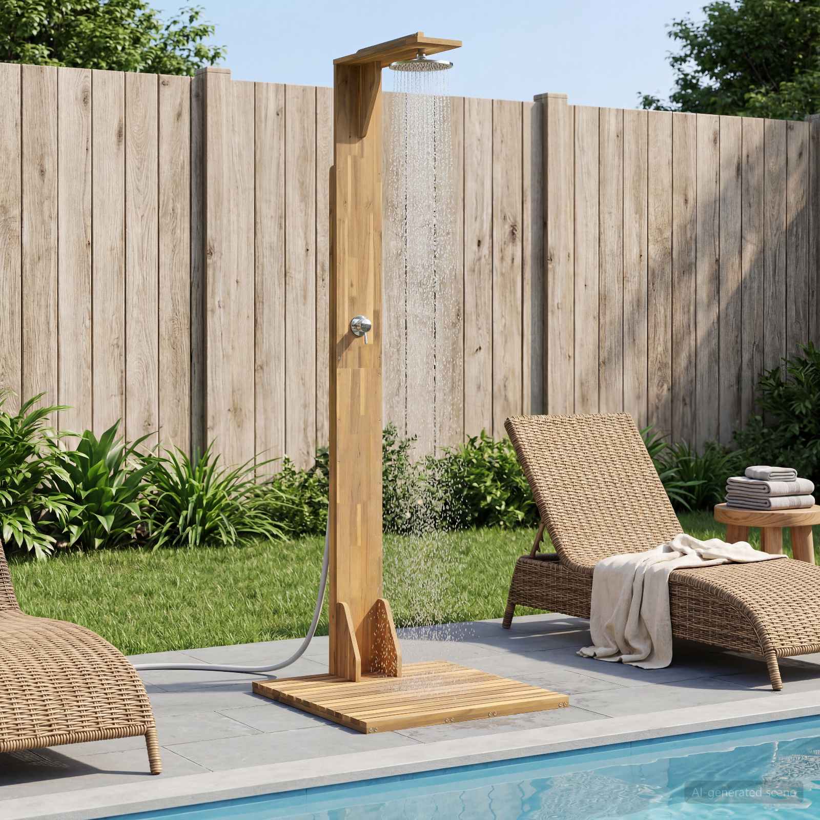 vidaXL Gartendusche 219 cm Massives Akazienholz und Edelstahl Weiß