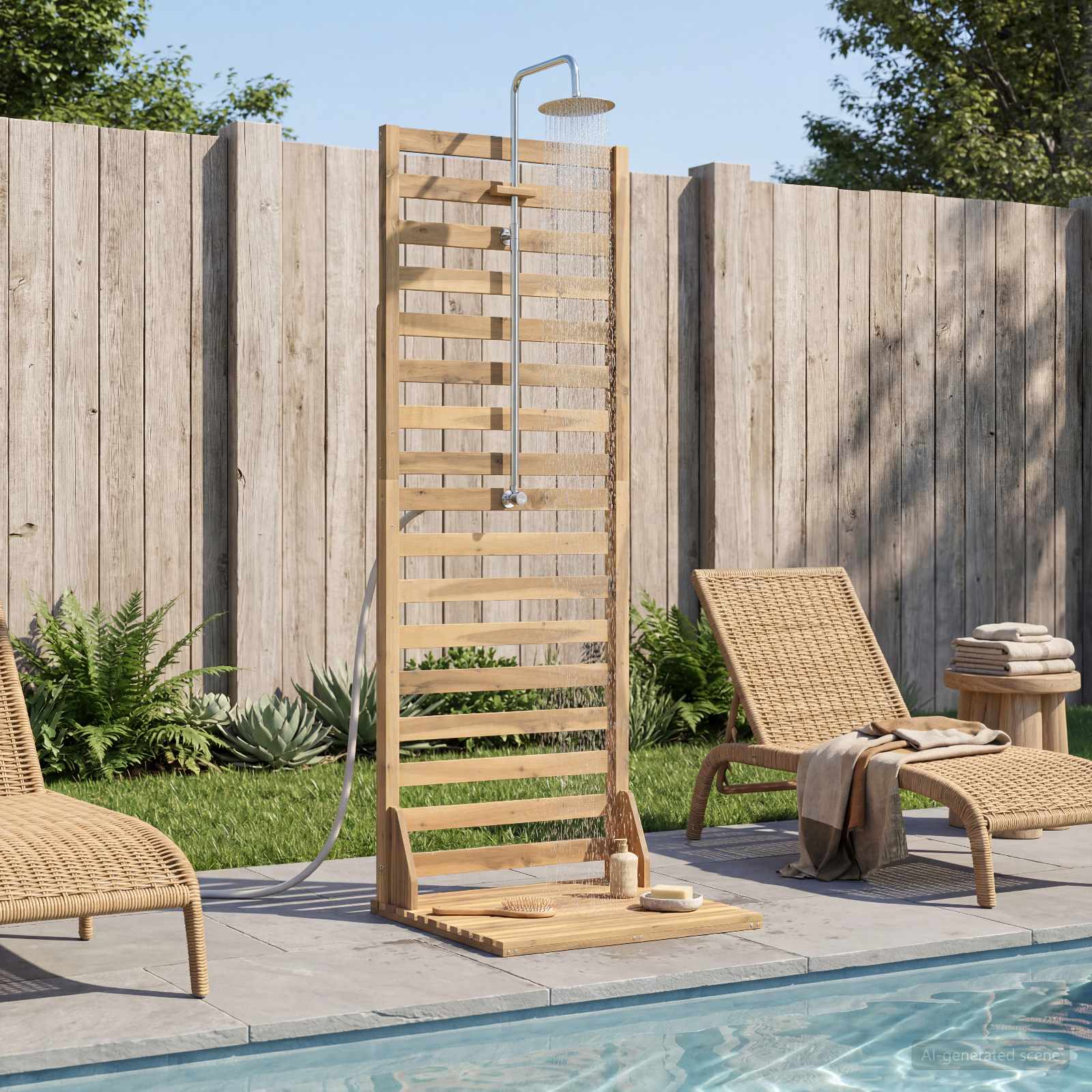 vidaXL Gartendusche 205,5 cm Massives Akazienholz und Edelstahl Weiß