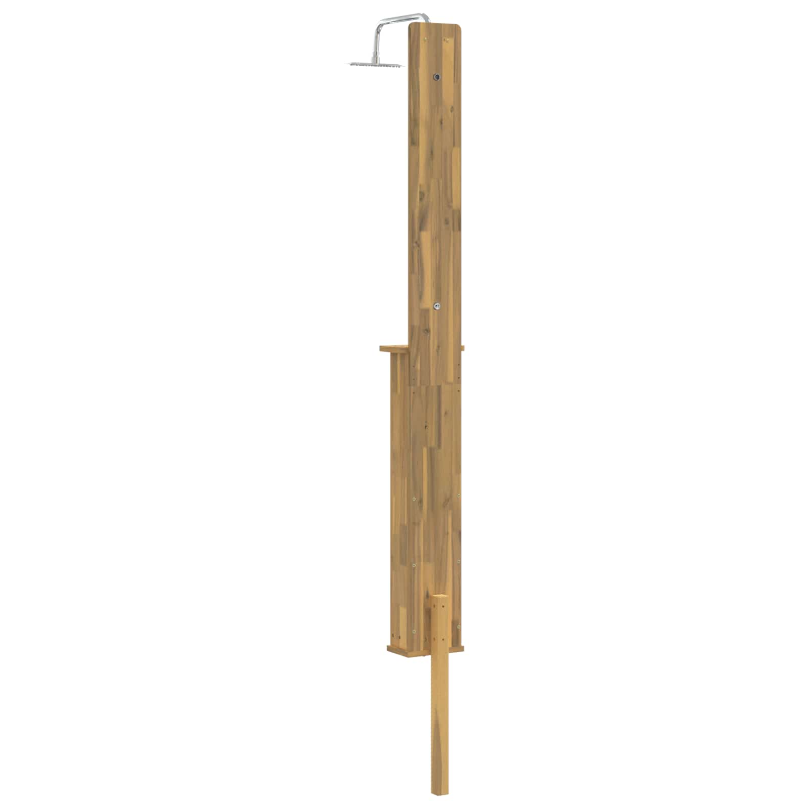 Buitendouche 257 cm Massief Acacia Hout en Roestvrijstaal Wit image 5