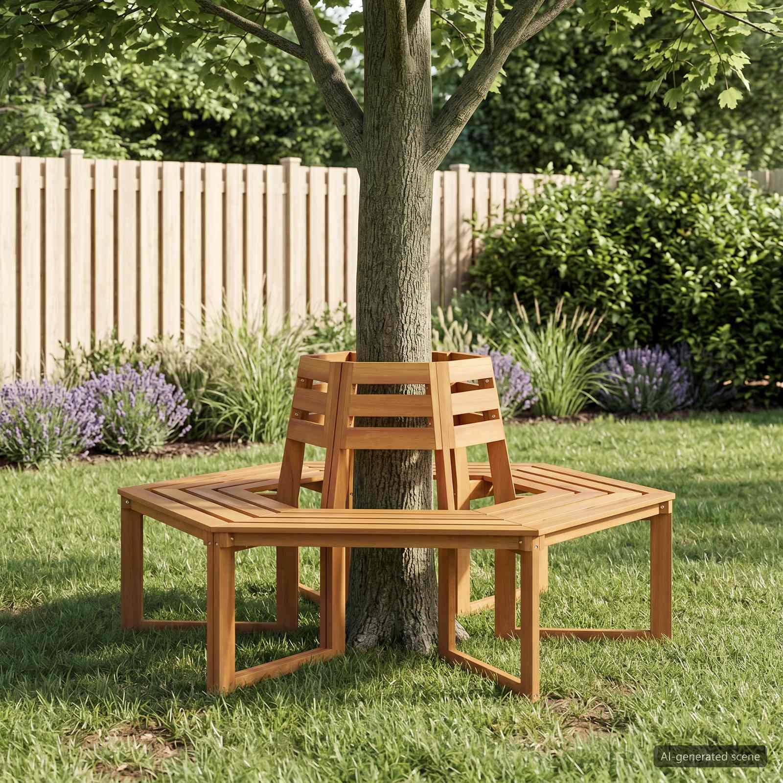 Boombank 2 st 160 x 140 x 86 cm Massief Acaciahout Naturel image 1