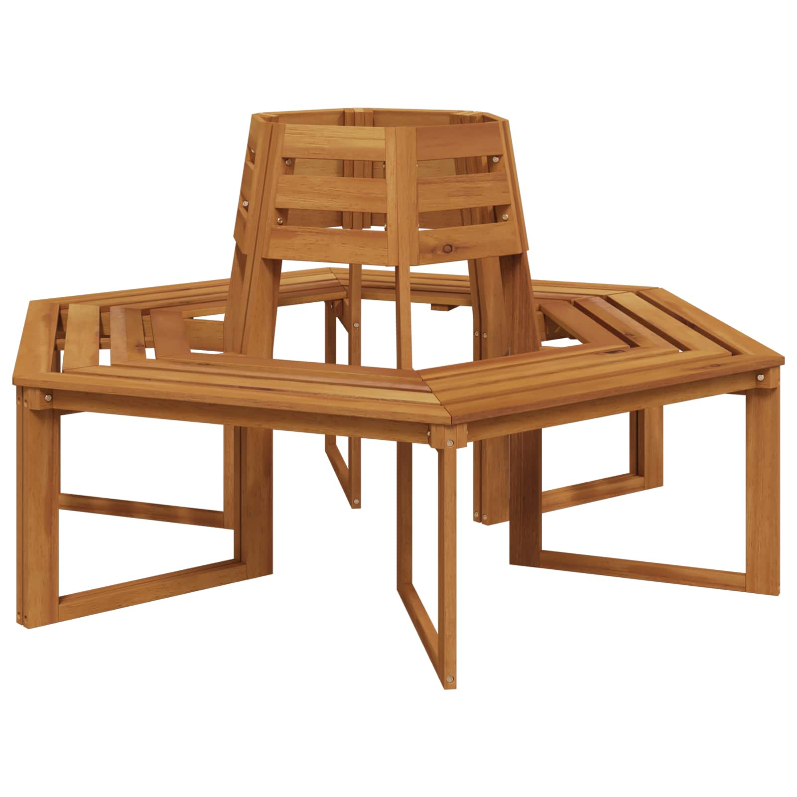 Boombank 2 st 160 x 140 x 86 cm Massief Acaciahout Naturel image 3