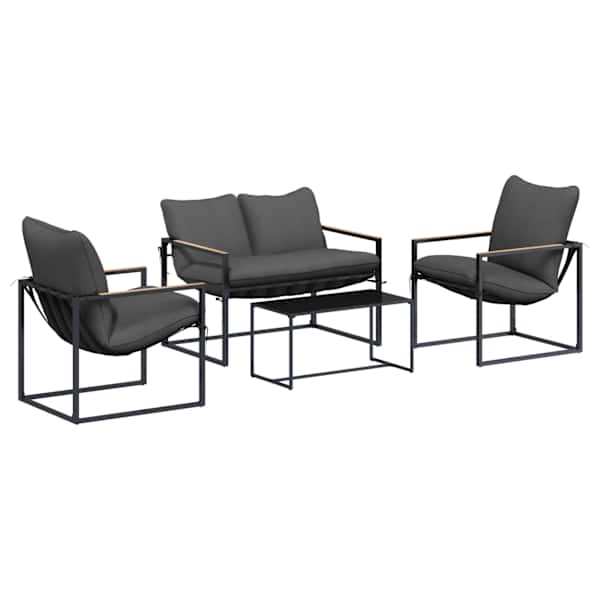 vidaXL Aia Diivanikomplekt 4 tk Must ja Anthracite Teras