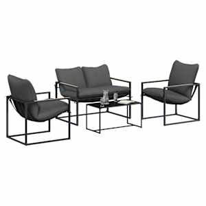 Sada zahradních pohovek 4 pcs Černá a Antracit Ocel - obrázek 3