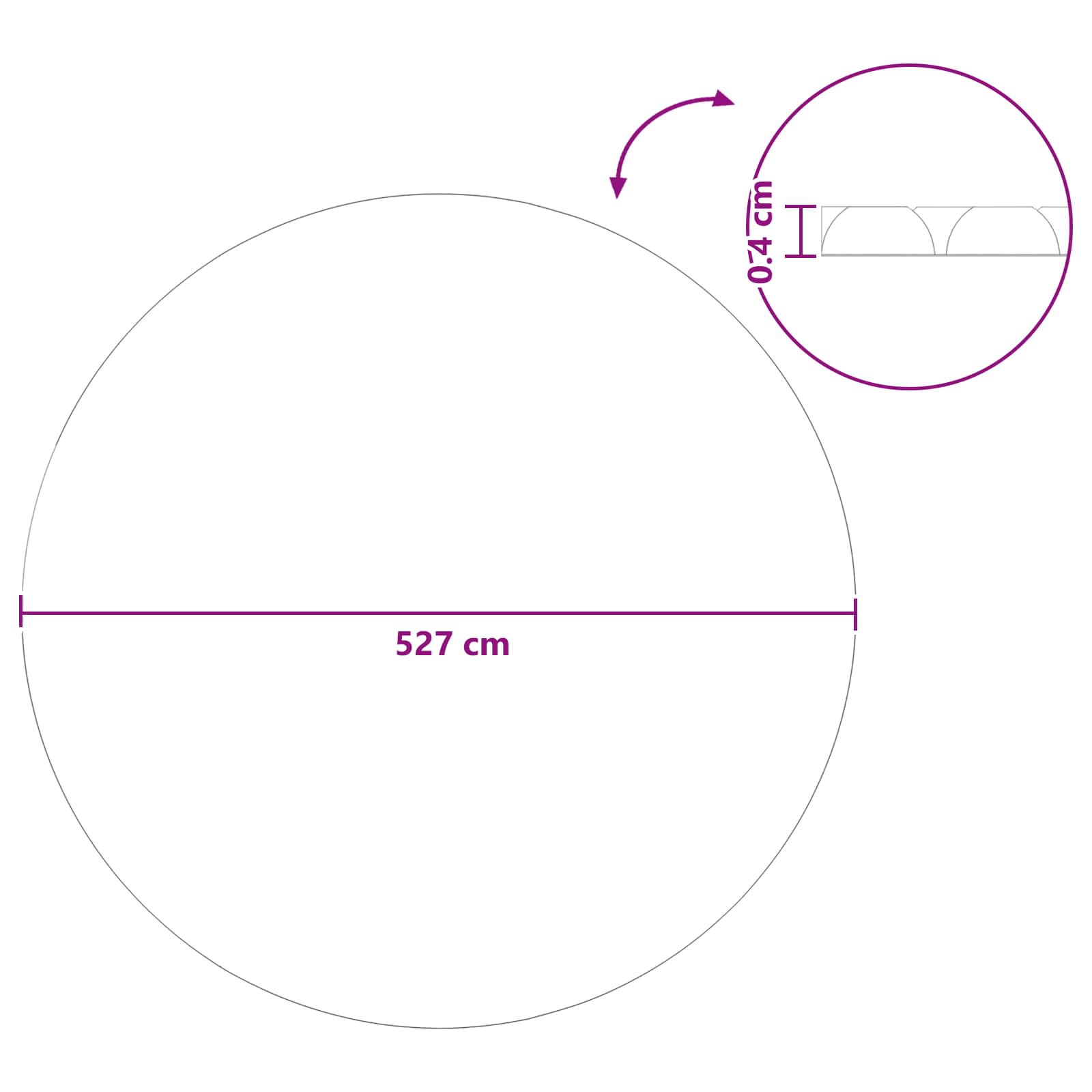 Zwaar Kwaliteit Zwembadafdekking Zwart Ø 527 cm 0,2 mm PE image 7
