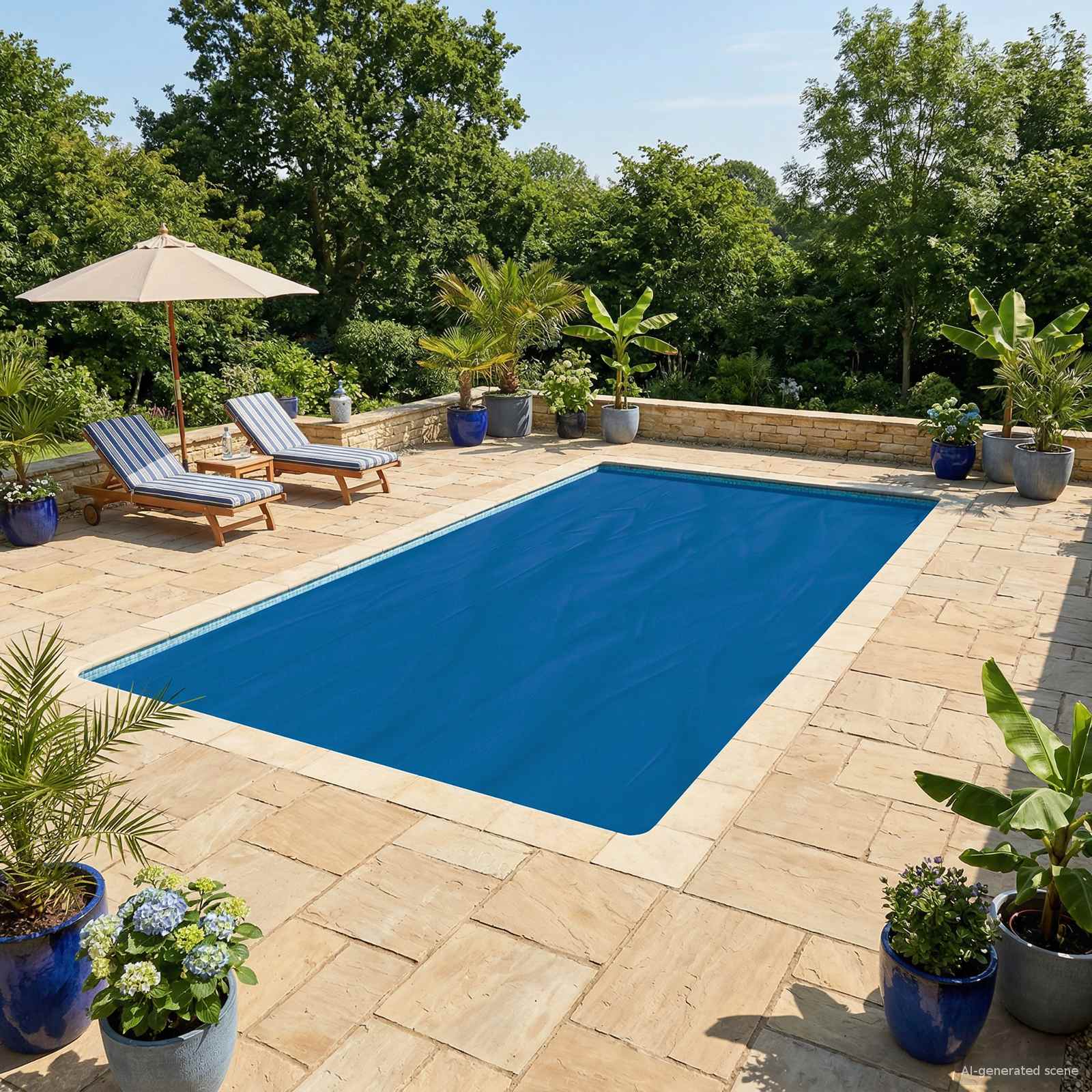Zwaar Kwaliteit Zwembadafdekking Blauw 800 x 500 cm PE image 1