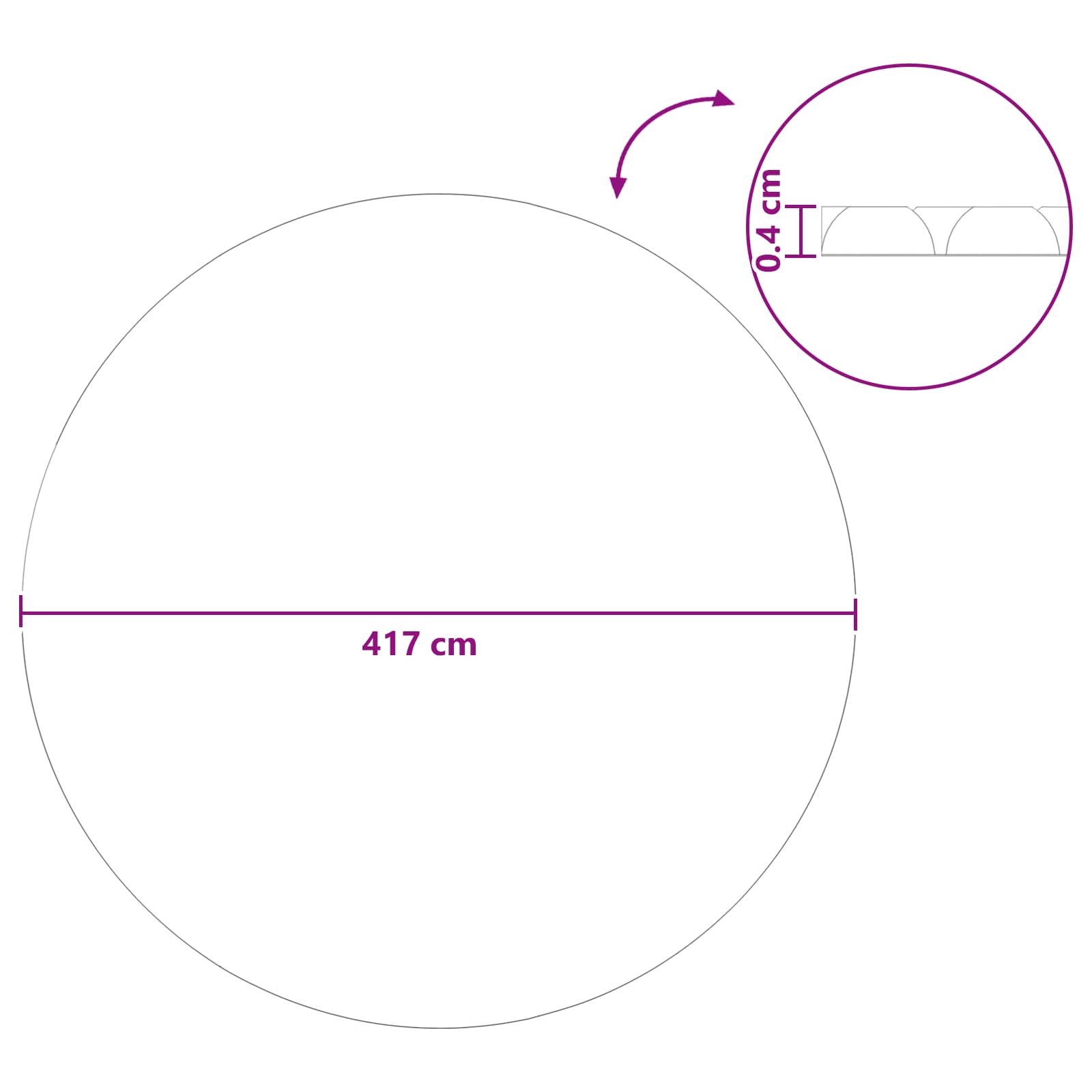 Zwembadbedekking Extra Zwaar Zwart Ø 417 cm 0,4 mm PE image 7