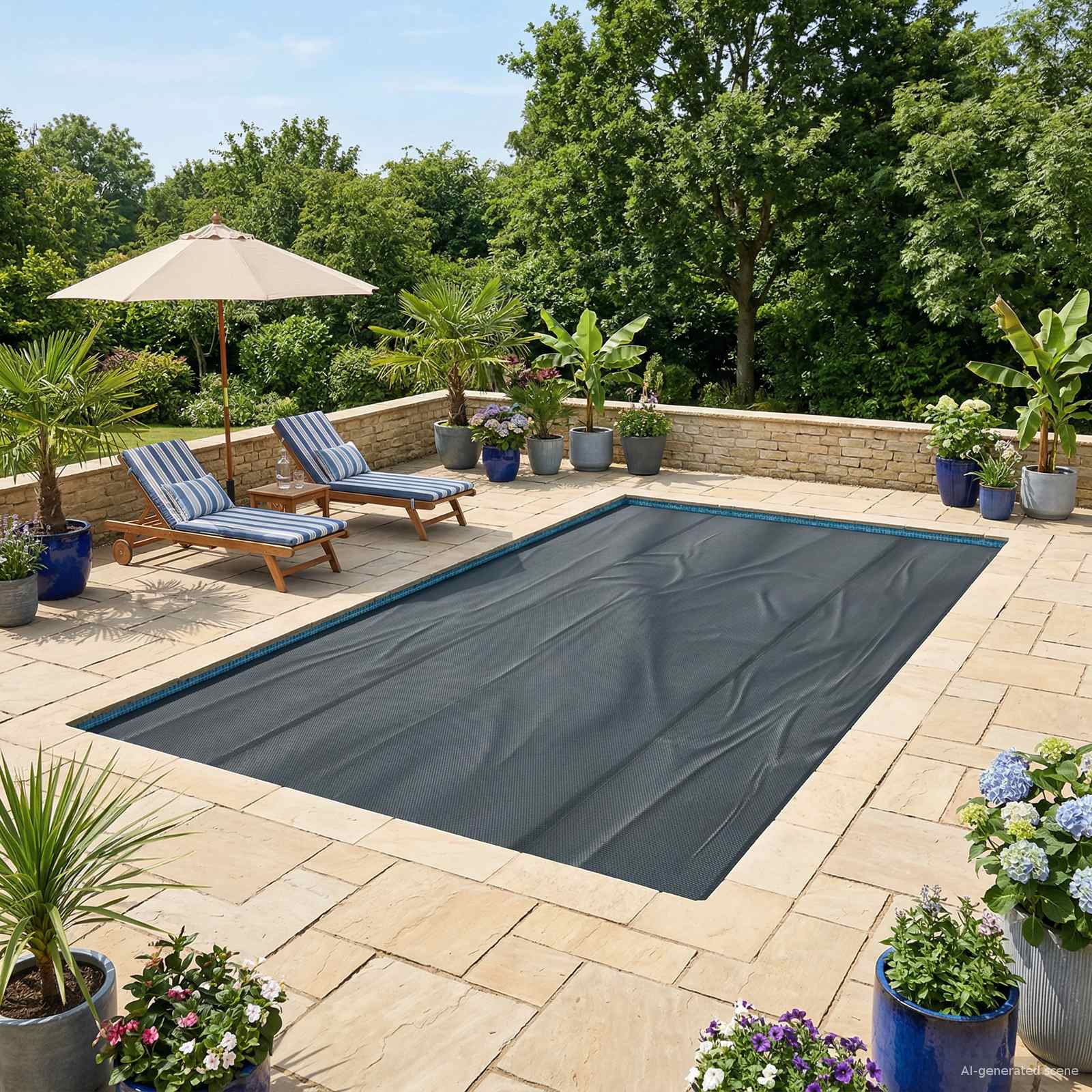 Zwembadbedekking Extra Zwaar Zwart 500 × 300 cm PE image 1
