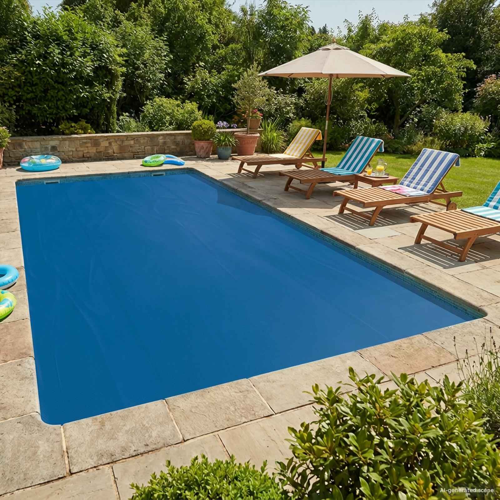 Zwembadbedekking Extra Zwaar Blauw 600 × 300 cm PE image 1