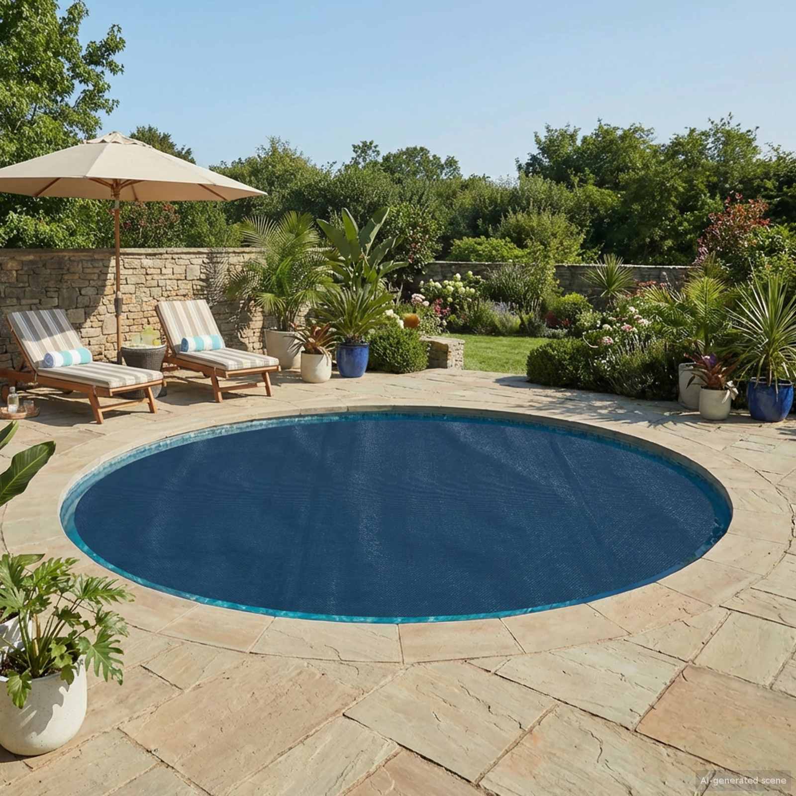 Zwembadbedekking Extra Zwaar Zwart en Blauw 300 cm PE image 1