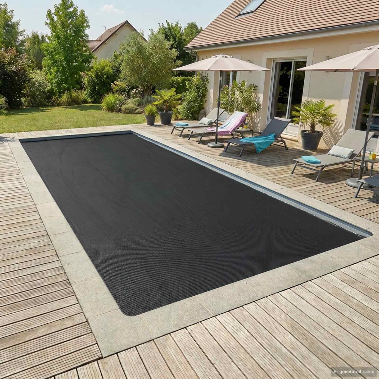 Zwembadbedekking Extra Zwaar Zwart 800 x 400 cm PE image 1