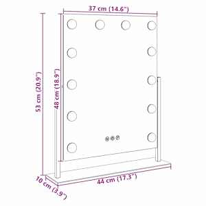 LED zrcadlo na toaletní stůl Bílá 44 x 10 x 53 cm Sklo a ocel - obrázek 12